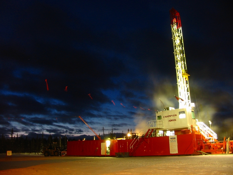 A natural gas drilling rig near Nelson, B.C.