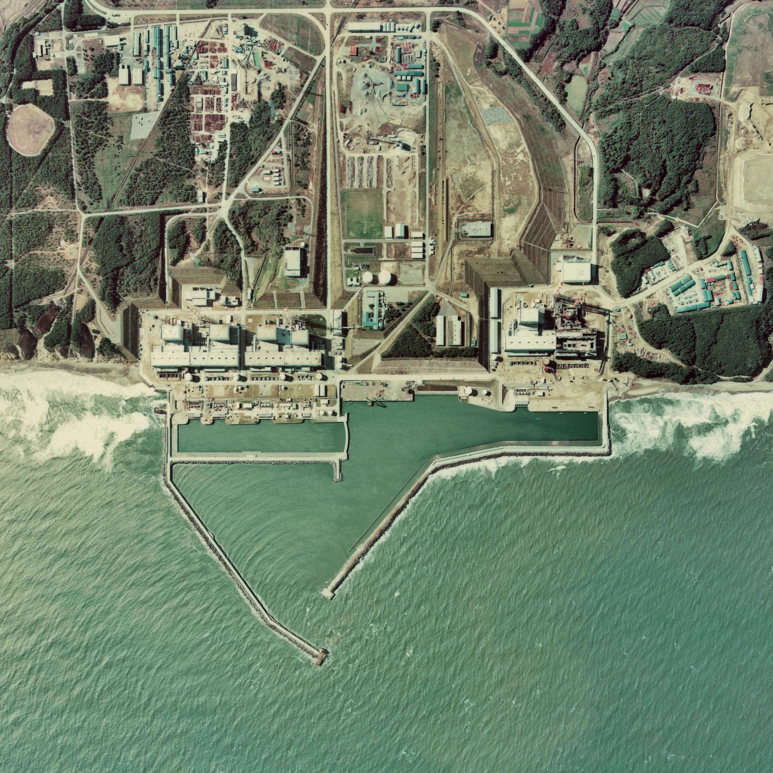 Fukushima I nuclear facility seen from the air