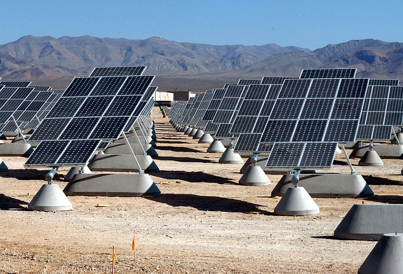 A Solar PV power plant built outside of Nellis Air Force Base in the Nevada Desert.